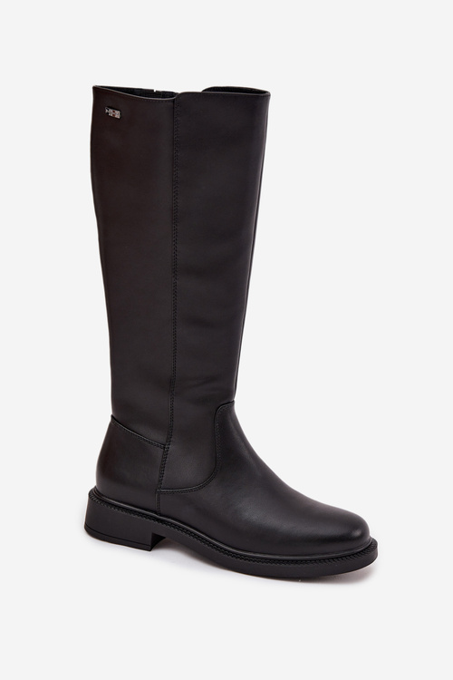 Kožené dámske čižmy s podšívkou na nízkom opätku Sergio Leone KZ25600-S Čierne