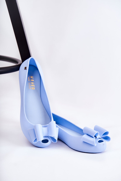 Dámske gumové baleríny s bielkovou modrou farbou