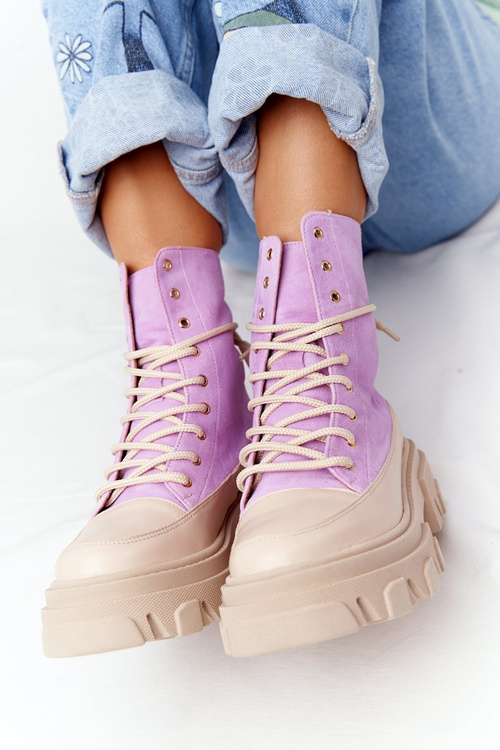 Semišové Boty Lewski Shoes 3007-0 Fialové