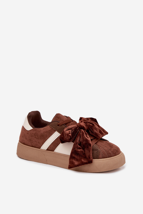 Dámské tenisky s semišovou mašlí hnědé Ashlyn