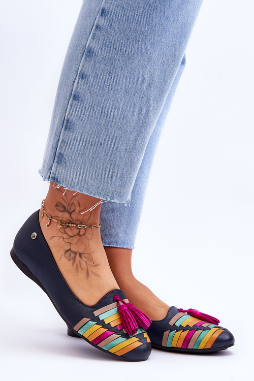 Dámské Kožené Baleríny Maciejka 04016-17 Tmavě Modré