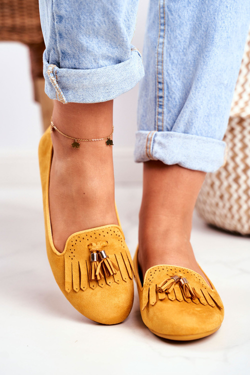 Dámské Mokasíny Žlutá Lordsy Fringe Therese
