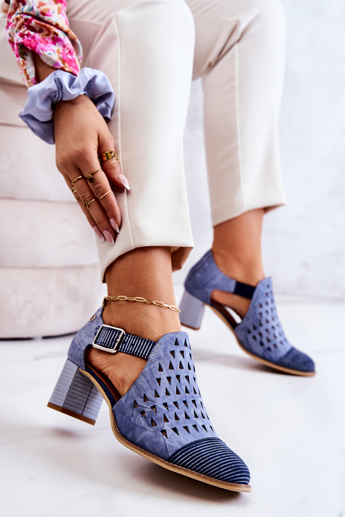 Dámske kožené otvorené diela Maciejka topánky 04962-06 modrá