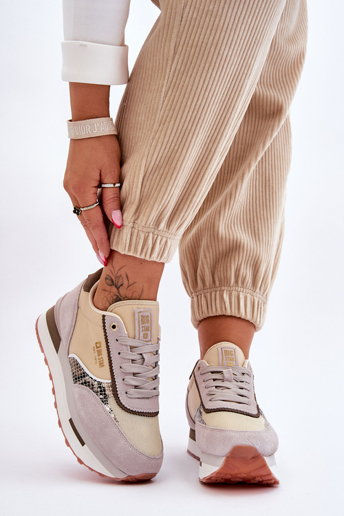 Módne tenisky pamäťové penové systém Big Star LL274364 béžová