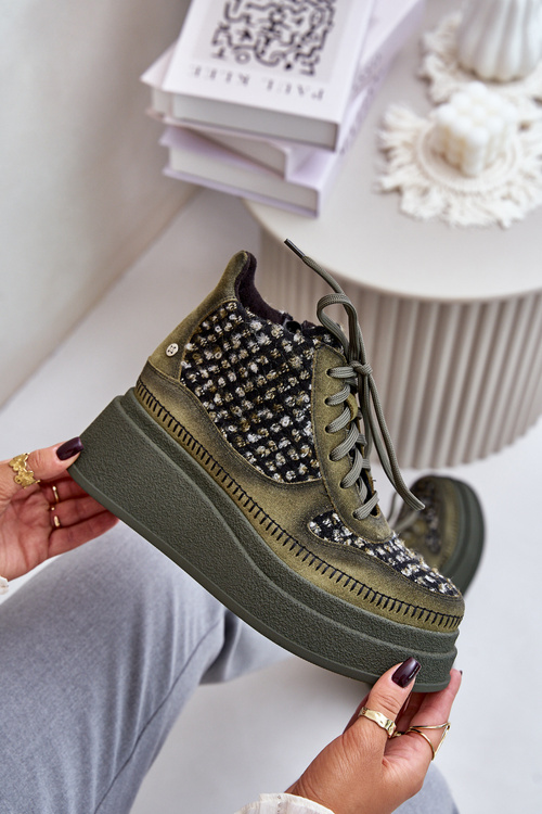 Kožené Čižmy Na Platforme A Podpätku Maciejka 06759-09 Zelené