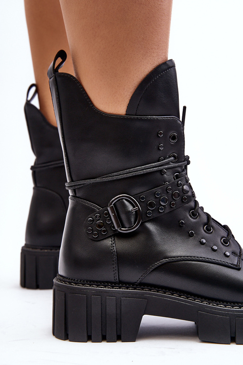 Ozdobené dámské pracovní botky černé Vestara