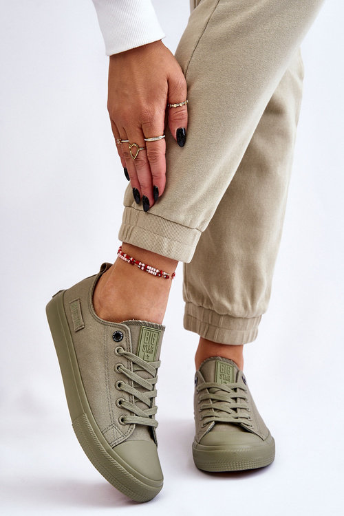 Dámska klasická nízka veľká hviezda LL274028 Zelené tenisky