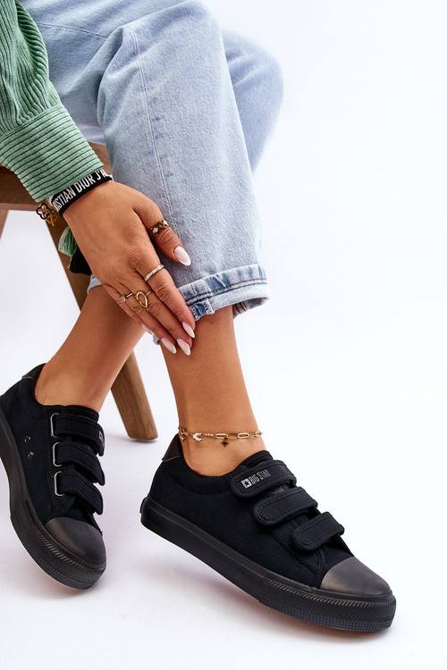 Klasické materiálové tenisky pre suchý zips veľkú hviezdu LL274A204 čierna