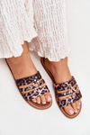 Ploché Dámské Pantofle Se Zlatým Detalem Leopard Noroti