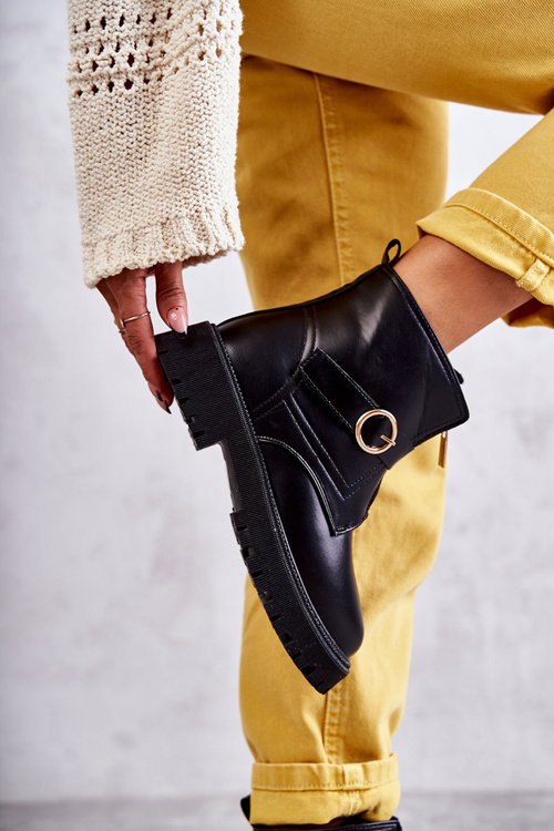 Kožené Teplé Kozačky Se Zipem černé Verina