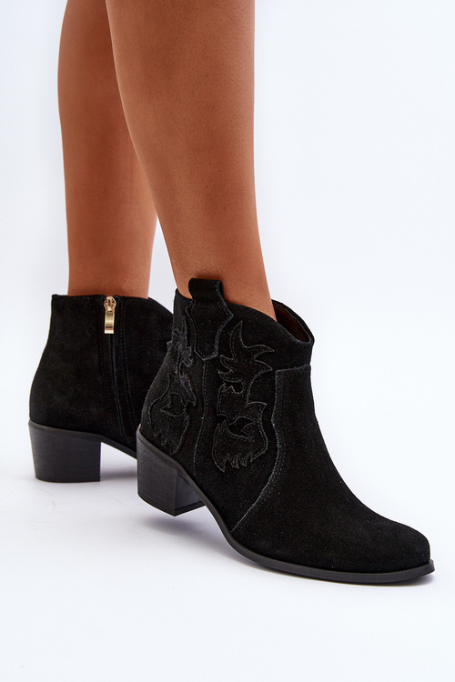 Zazoo 3426 Dámske Semišové Kowbojky Čierne