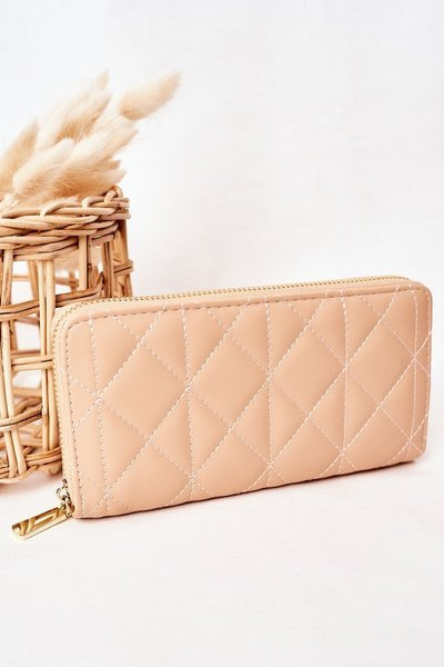 Velká Prošívaná Dámská Peněženka Béžová