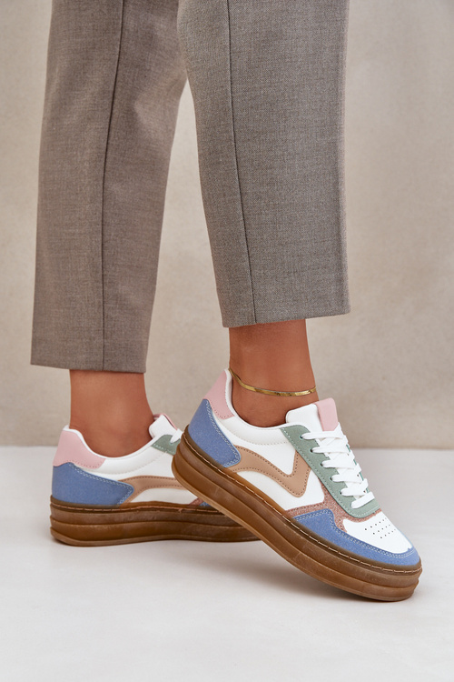 Dámské tenisky s třpytkami na platformě modré Annines