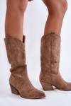 Ženské semišné izolované topánky Cowboy Boots Beige Caterina