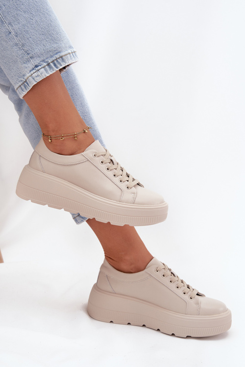 Kožené tenisky na masívnej platforme béžové Sylvessa