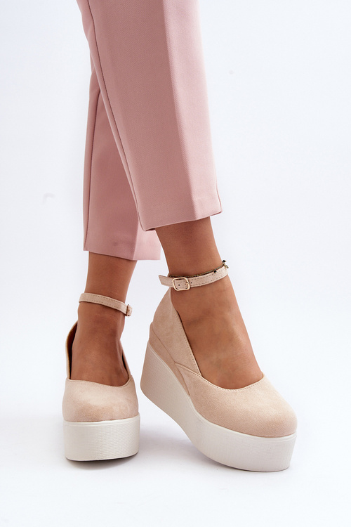 Dámské espadrilky na klínové podrážce světle béžové Malla