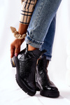 Zateplené kožené boty Krokodýlí černá Tanya