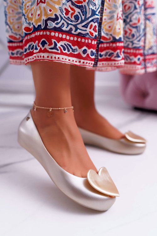 Zlaté dámske baleríny Meliski Diamond Hearts