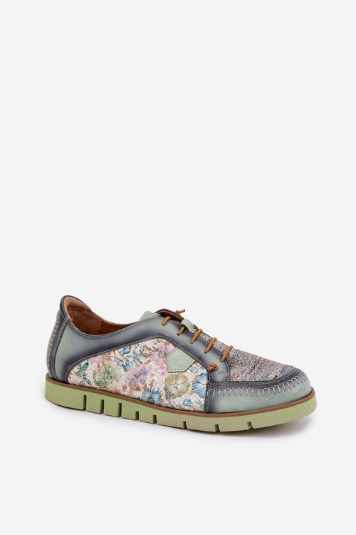 Kožené dámské polobotky s vzorem Maciejka 06784-09 zelené