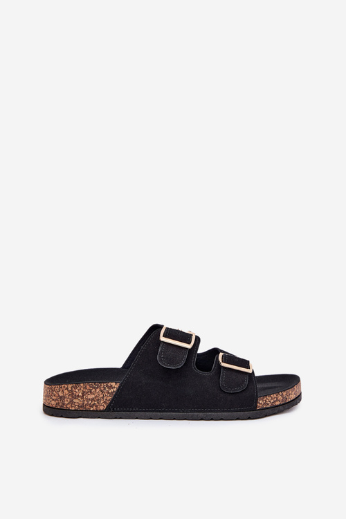 Dámské Pantofle Se Zlatými Sponami A Prošíváním Černé Lunera