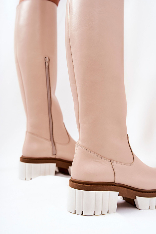 Kožené topánky Nellis pre béžu