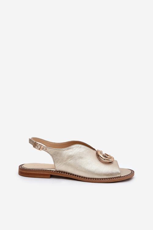 Kožené Sandále Na Plochospodinách S Ozdobou Laura Messi 2865 Zlaté