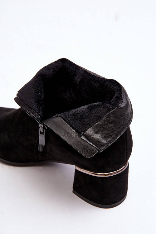 Dámské Zvířecí Kožené Boty Na Podpatku Černé Mebassa