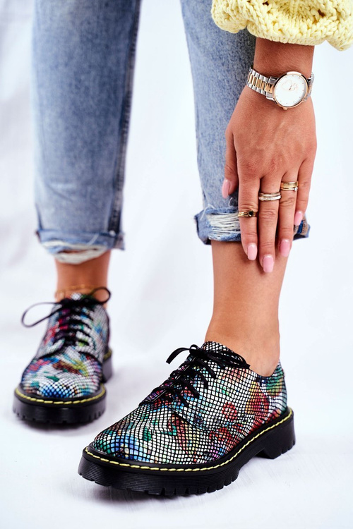 Dámske oxfordské topánky kožené kvety Maciejka 04087-43