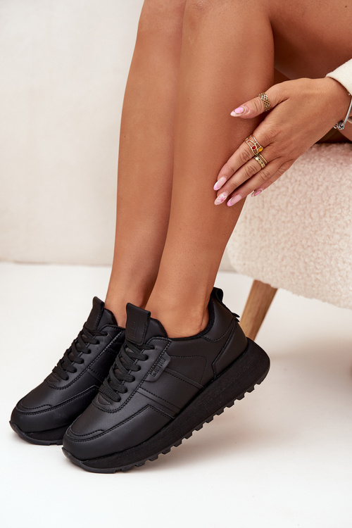 Dámske Kožené Tenisky Na Platforme Big Star OO274573 Hi-Poly System Čierne