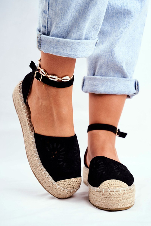 Dámske espadrilly na platforme Čierna Palermo Linen