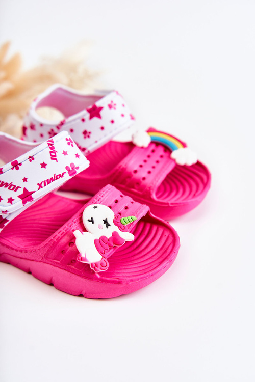 Dětské lehké sandály s důvěryhodnými dekoracemi Tmave růžovými Trusty