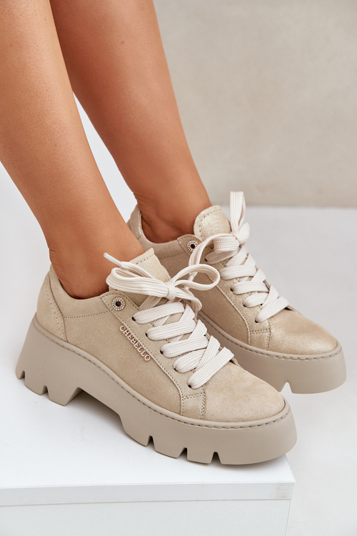 Tenisky Športové Topánky Na Platforme CheBello 4632 Zlaté