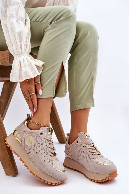 Dámske semišové športové topánky na platforme GoE LL2N4001