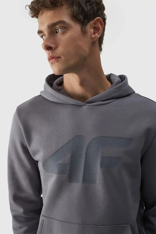 Pánska Mikina Neprepínacia S Kapucňou 4FWMM00TSWSM1464-25S Šedá