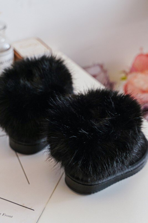 Dětské zateplené boty sněhové s kožešinou černé Nohie