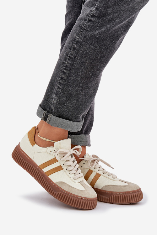 Zazoo N1068S6 Kožené Nízke Tenisky Dámske Na Platforme Béžové