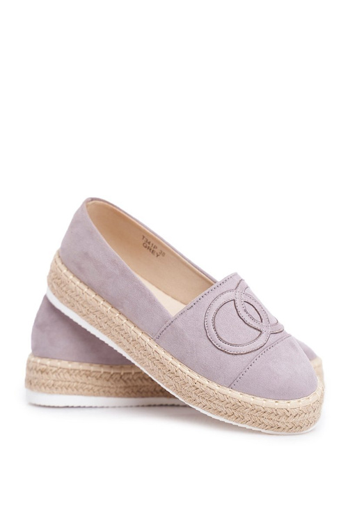 Dámske espadrilles husté ľanové podrážky šedé febi