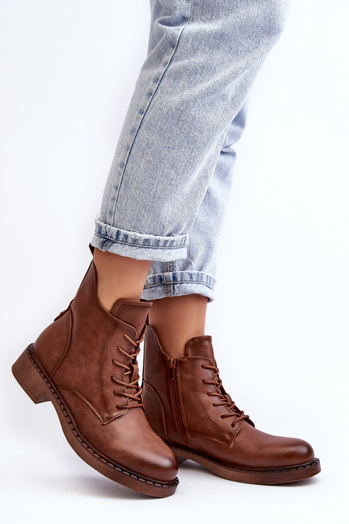 Klasické dámské botky na plochém podpatku hnědé Ballisa