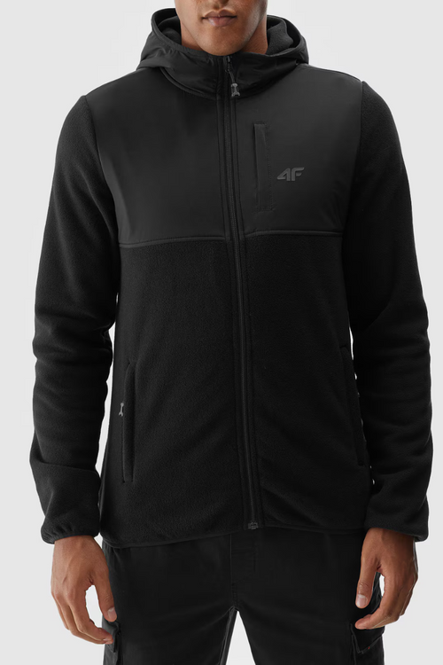 Mikina Polar 4F Pánska S Kapucňou 4FAW23TFLEM137-20S Čierna