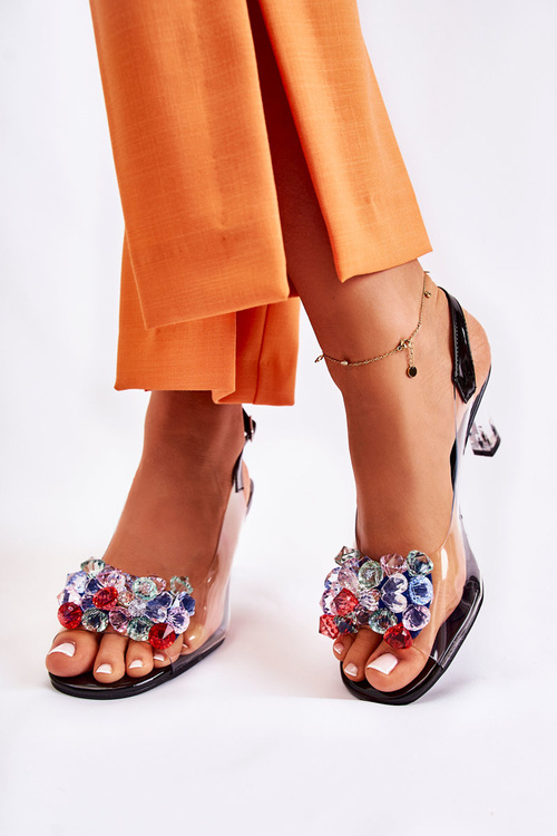 Elegantní sandály se krystaly Černá Lanette