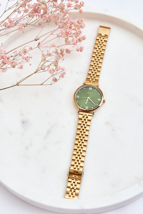 Dámske vodotesné hodinky Giorgio a Dario Złoty Green Shield