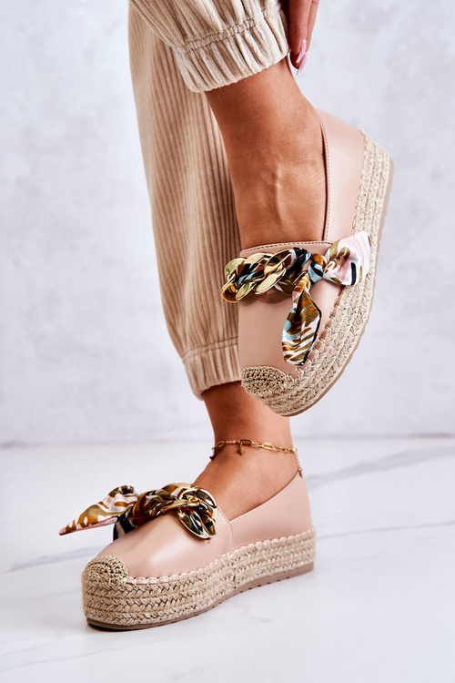 Dámské kožené espadrilky s efektním béžove Fancy