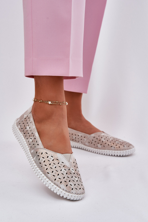 Dámske semišové perforované poltopánky zlatohnedé Chulieta