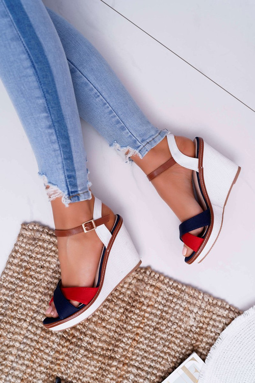 Kaisha Navy Blue Wedge Sandals