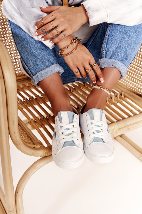 Dámské Kožené Tenisky S Hvězdou BIG STAR DD274692 Bílo-Modré