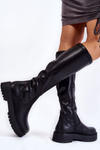 Dámske kožené topánky na platforme Black Aretha