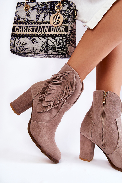 Dámské semišové kozačky Lewski Shoes 3093 Cappucino