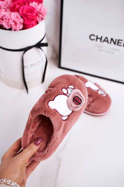 Dětské Domácí Pantofle S Medvědem Práškově Růžová Go To School