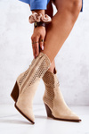 Prolamované kovbojské boty na sloupku Béžová Caroline