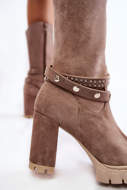 Dámské vysoké kozačky na vysokém podpatku Lewski Shoes 3246 Cappucino